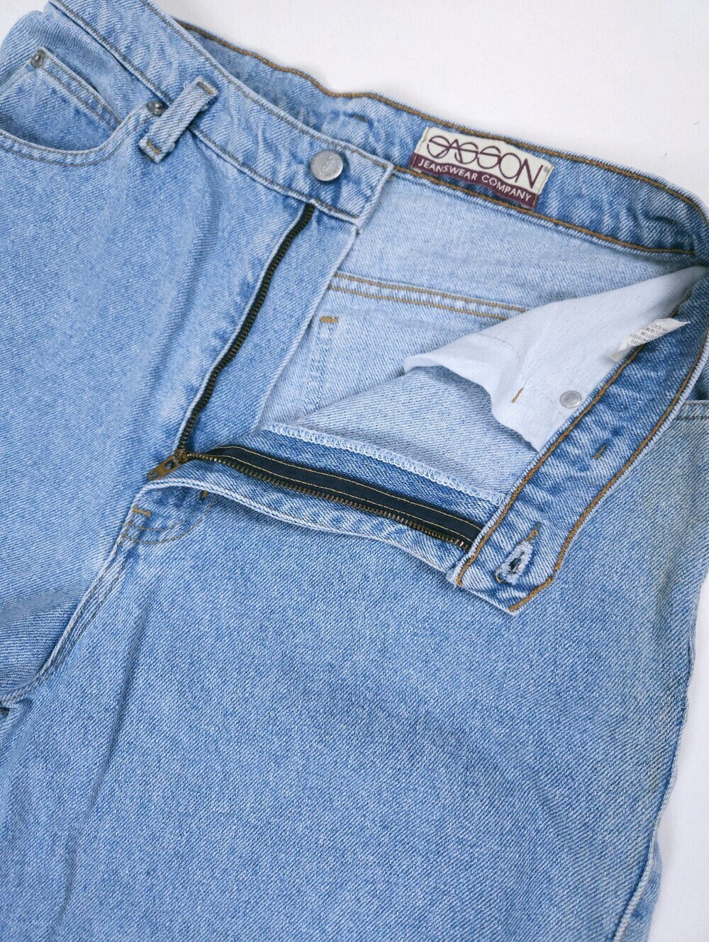 Sasson Vintage Blue Cotton Mom Jeans 90s Tapered High Waist 28x31 - Picture 9 of 14